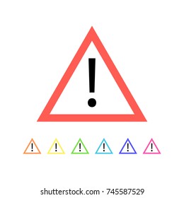 Set of conventional danger signs. Multicolor collection