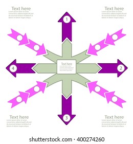 Set of  converging and diverging arrows with text fields. Vector Infographics