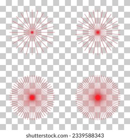 Conjunto de líneas radiantes convergentes icono de ráfaga, elemento geométrico de explosión solar, ilustración vectorial de forma solar.