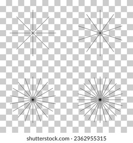 Conjunto de líneas radiantes convergentes icono de ráfaga, elemento geométrico de explosión solar, ilustración vectorial de forma solar.