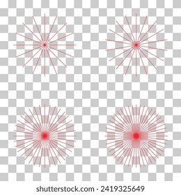 Conjunto de líneas radiantes convergentes icono de ráfaga, elemento geométrico de explosión solar, ilustración vectorial de forma solar.