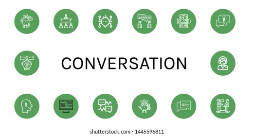 Set of conversation icons such as Thinking, Speech, Chat, Call, Chatting, Speech bubble, Calling, Talk, Commentator , conversation
