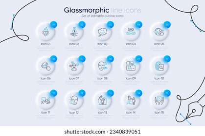 Set of Conversation messages, Lawyer and Cyber attack line icons for web app. Smile, Heart flame, Vaccine protection icons. Income money, Father day, Voice wave signs. Face attention. Vector
