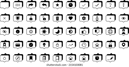 set of conversation and tools icons on transparent background