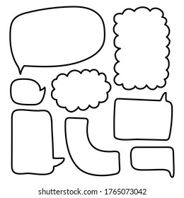 Set of conversational frames in the form of clouds.