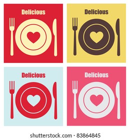 set of cook cards. vector illustration