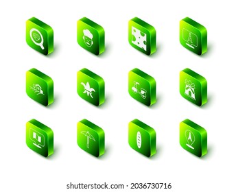 Set Cook, Cheese, Eiffel tower, Windmill, Scooter, French baguette bread and Umbrella for beach icon. Vector