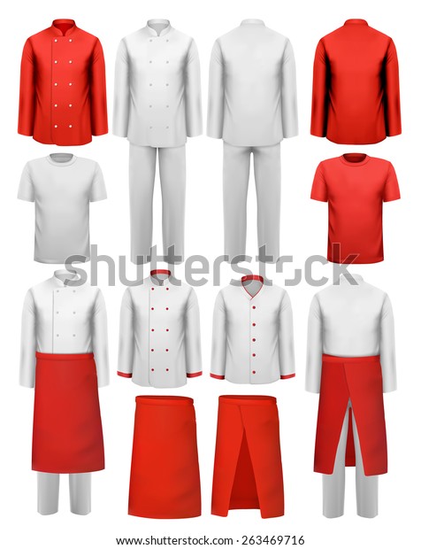 Set Cook Clothing Aprons Uniforms Vector Stock Vector (royalty Free 