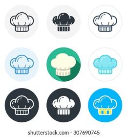 Set of cook hat icons in different styles isolated on white background.