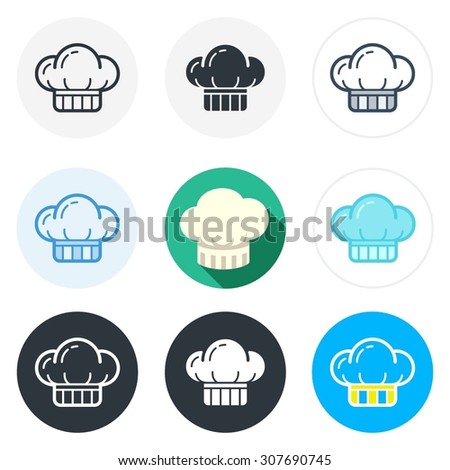 Set of cook hat icons in different styles isolated on white background.