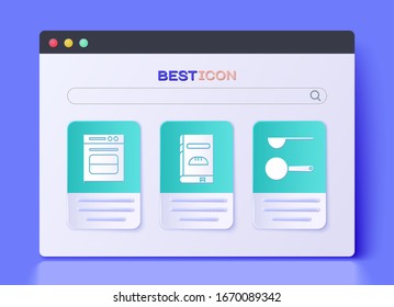 Set Cookbook , Oven  and Measuring spoon  icon. Vector