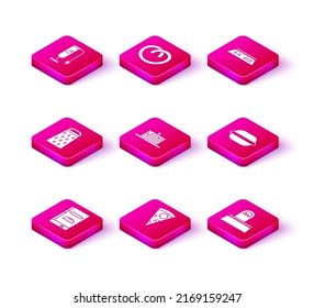 Set Cookbook, Slice of pizza, Grater, Stack pancakes, Scales, Macaron cookie, Electronic scales and Pretzel icon. Vector