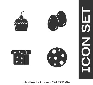 Set Cookie or biscuit, Cake, Bread toast and Easter eggs icon. Vector