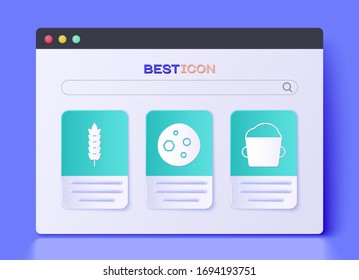 Set Cookie or biscuit with chocolate , Cereals with rice, wheat, corn, oats, rye and Bakery bowl dough  icon. Vector