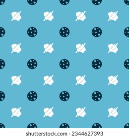 Set Cookie or biscuit and Rolling pin on dough on seamless pattern. Vector