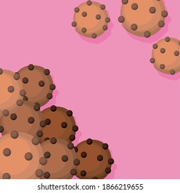 set of cookie of brown color with chips of chocolate vector illustration design