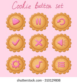 Set of cookie buttons for game