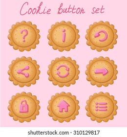Set of cookie buttons for game