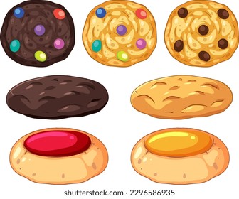 Set of cookie cartoon illustration