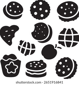 Set of cookie icon world chocolate day vector illustration