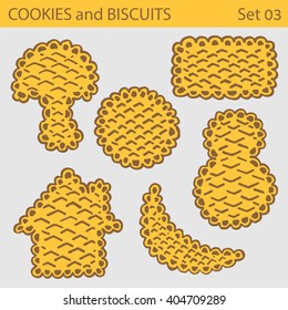 Set of cookies biscuits six variants various forms
