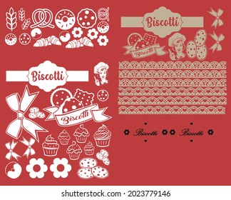 Set cookies box vectors design