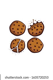 set of cookies with chocolate chips food