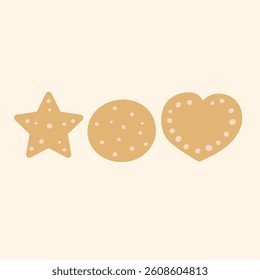 Set of cookies. Hand drawn vector illustration. Isolated icons. Graphic design.
