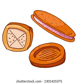 Set cookies icon. Vector illustration of cookies. Biscuit hand drawn.	
