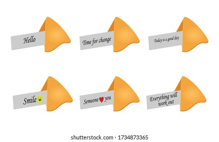 Set of cookies with a message on a white background. Vector illustration 2