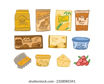 Conjunto de ingredientes para cocinar y hornear en la cocina