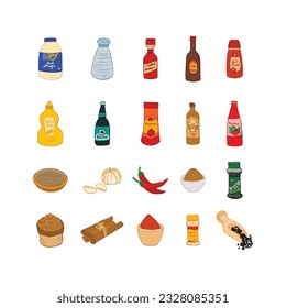 Set of Cooking and Baking Ingredient in the kitchen
