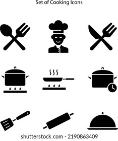 set of Cooking chef isolated on white background, food maker line icons for web application. 