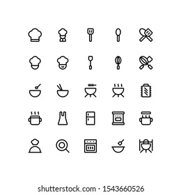 Set of cooking, chief, restaurant outline style icon - vector