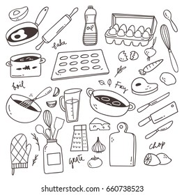 Set of cooking doodle design element