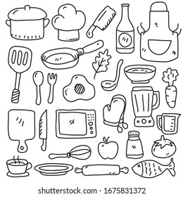 Set Cooking Doodle Vector Illustration Cute Stock Vector (Royalty Free ...