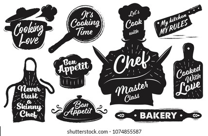 Set of cooking emblem on white background. Vector illustration.