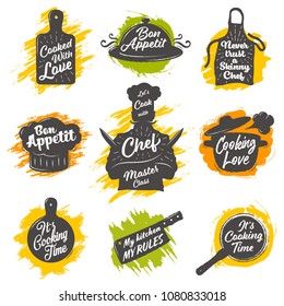 Set of cooking emblem on white background. Vector illustration.