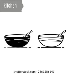 Set of Cooking Equipment Icons bowl Modern Style vector line icon