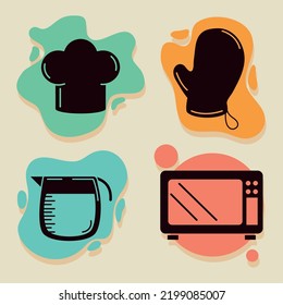 set of cooking equipment, vector image