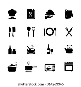 Set of Cooking icon. Kitchen icon. Black icons. Vector. Illustration. EPS10