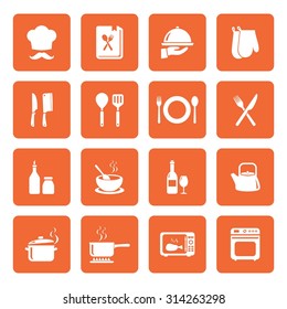 Set of Cooking icon. Kitchen icon. White icons. Vector. Illustration. EPS10