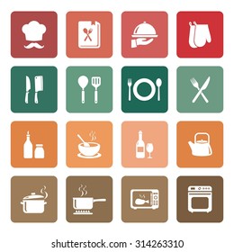 Set of Cooking icon. Kitchen icon. White icons. Vector. Illustration. EPS10