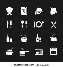 Set of Cooking icon. Kitchen icon. White icons. Vector. Illustration. EPS10