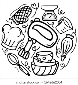 Set of cooking icon line. Vector illustration.