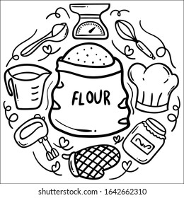 Set of cooking icon line. Vector illustration.