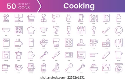 Set of cooking icons. Gradient style icon bundle. Vector Illustration