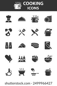 Set of cooking icons, restaurant, kitchen, 