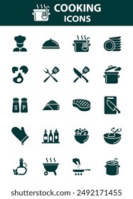 Set of cooking icons, restuarant, kitchen, 