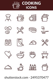 Set of cooking icons, restuarant, kitchen, 